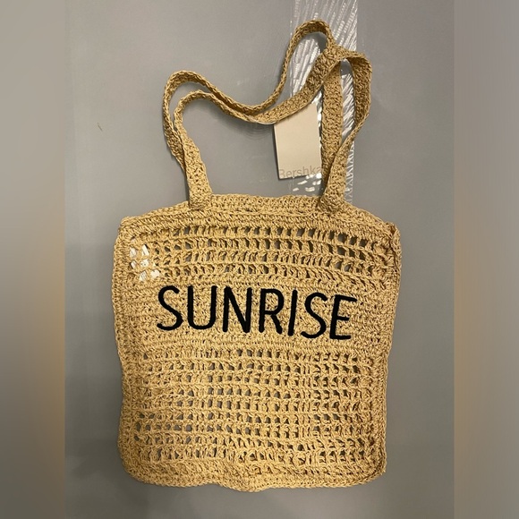 NWT Bershka crochet straw beach bag - Picture 2 of 8